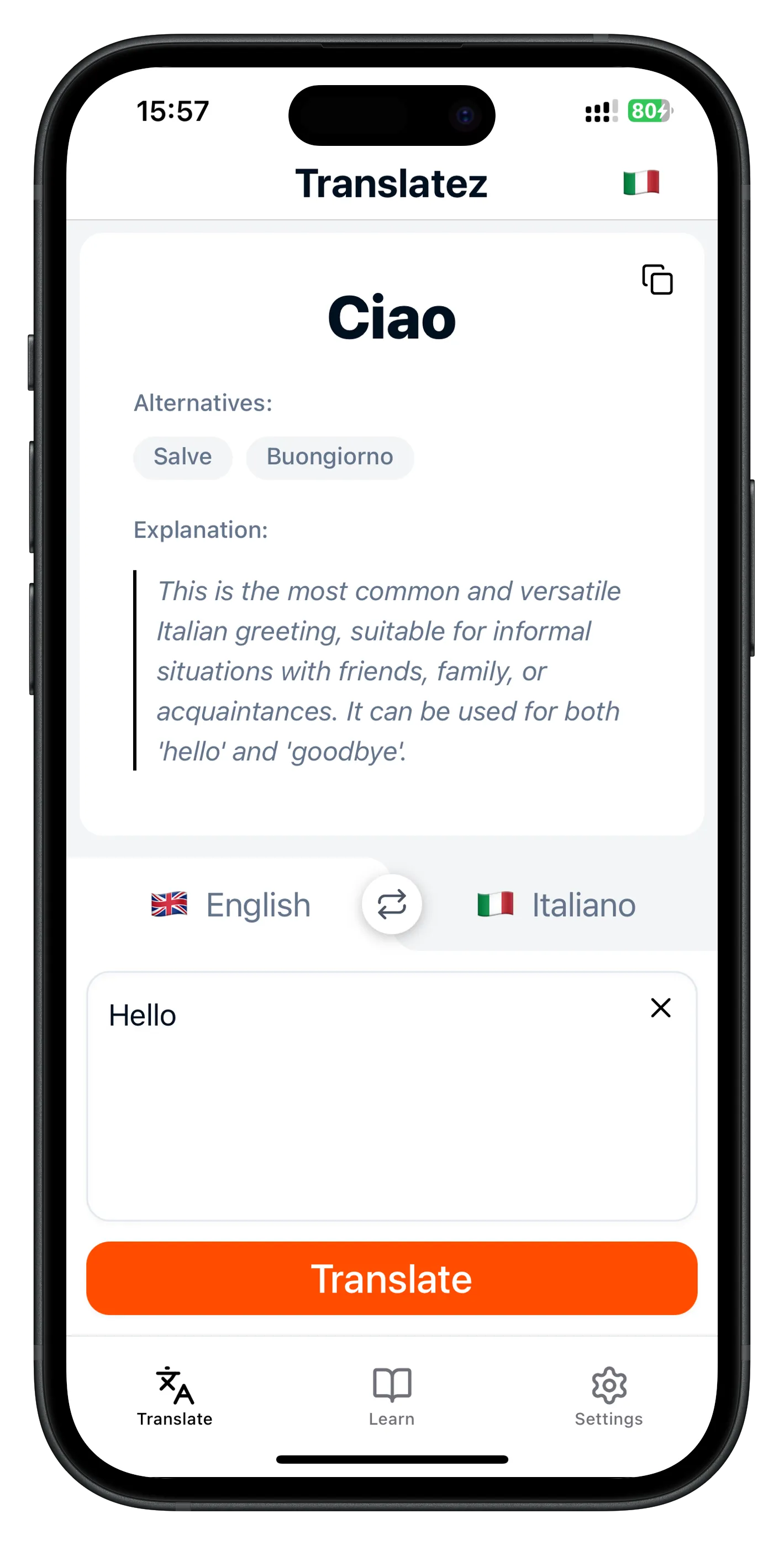 Translatez translation UI with explanations